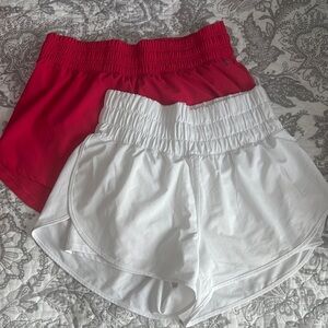 DSG Red and White Athletic Shorts with Elastic Waistband